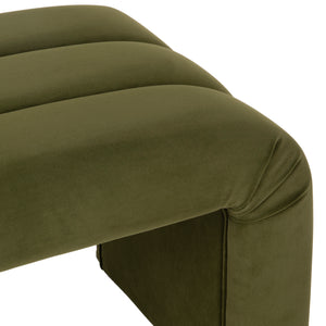 Mercer Horizontal Channeled Bench in Olive Textured Chenille