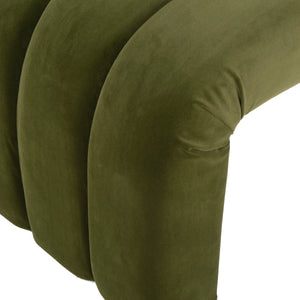 Mercer Horizontal Channeled Bench in Olive Textured Chenille