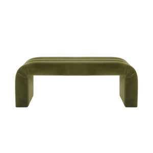 Mercer Horizontal Channeled Bench in Olive Textured Chenille