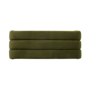 Mercer Horizontal Channeled Bench in Olive Textured Chenille