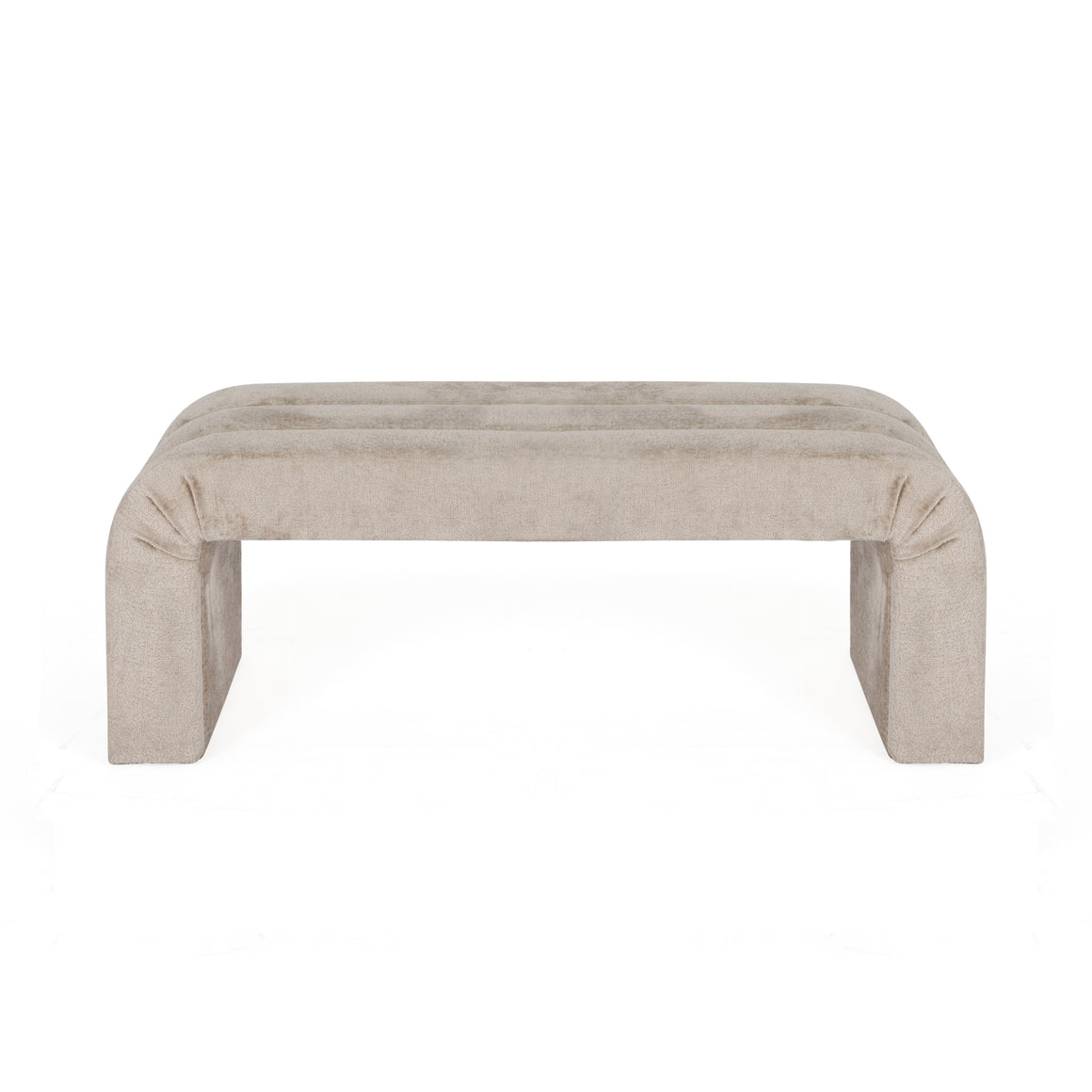 Mercer Horizontal Channeled Bench in Taupe Textured Chenille