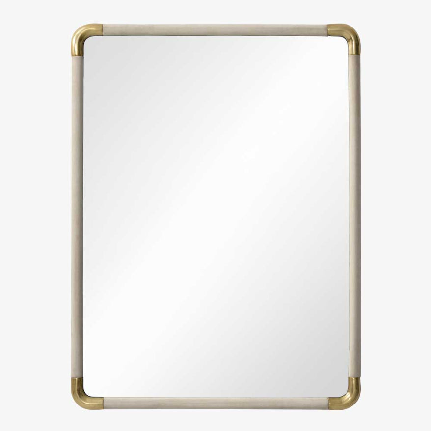 Camel Leather & Unlacquered Brass Mirror