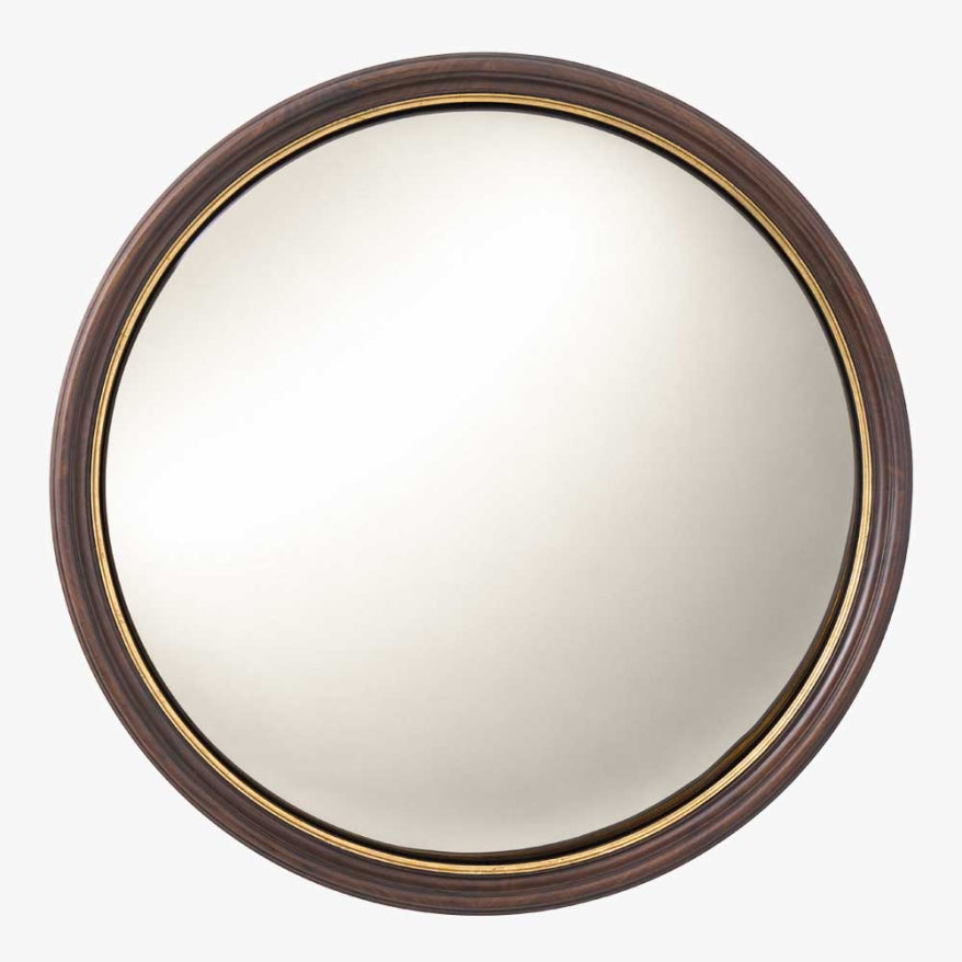 Heritage Walnut, Antique Brass Leaf & Bronze Convex Mirror