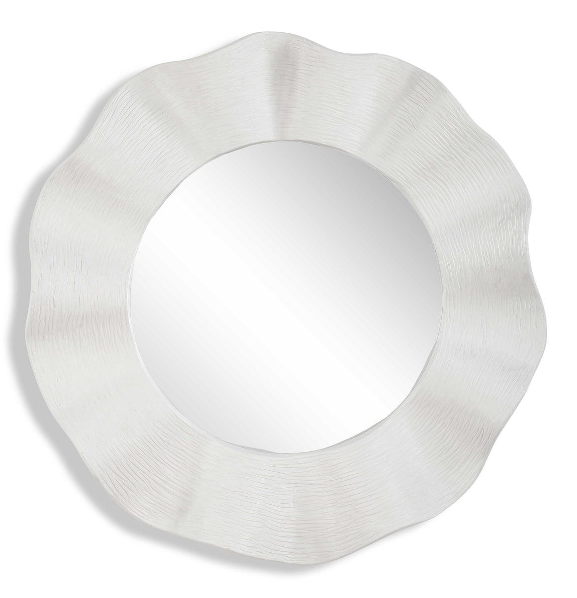 Uttermost Wave Length Round White Mirror