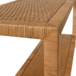 Newton Two Tier Console in Natural Rattan