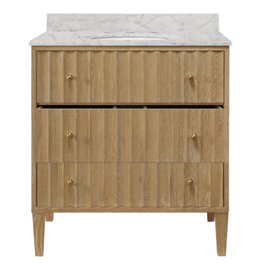 Odin Bath Vanity with Vertical Fluted Detail on Drawers in Cerused Oak