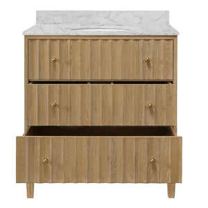 Odin Bath Vanity with Vertical Fluted Detail on Drawers in Cerused Oak