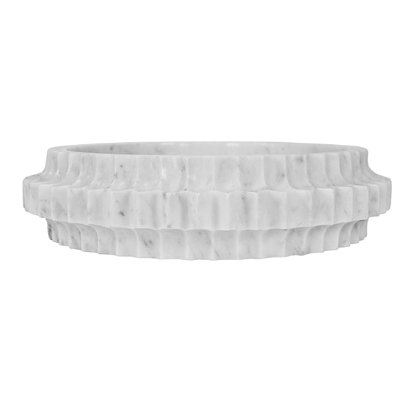 Round Marble Tray with Carved Edges