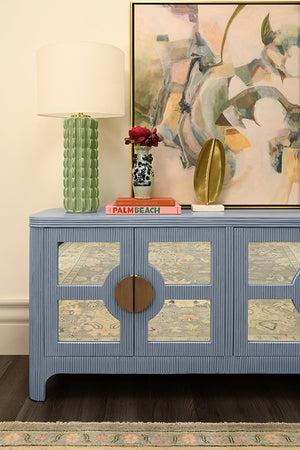 Opal Mirror in Painted Light Blue