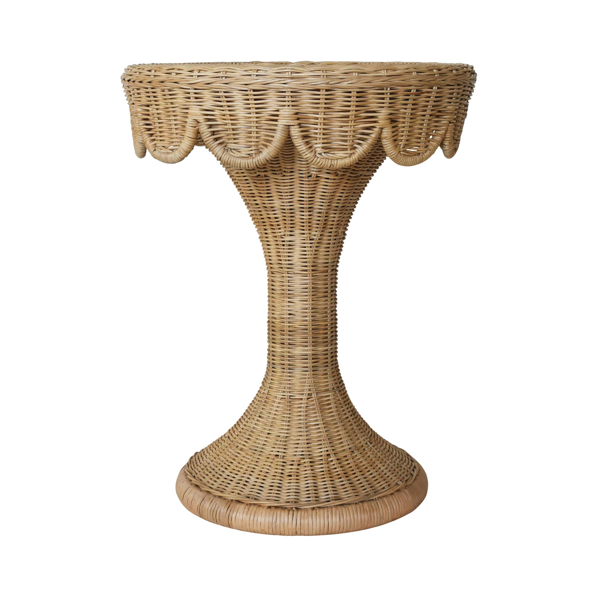 Orla Round Pedestal Side Table with Scallop Edge