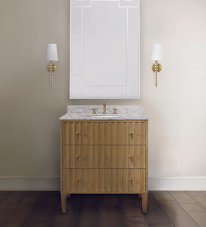 Odin Bath Vanity with Vertical Fluted Detail on Drawers in Cerused Oak