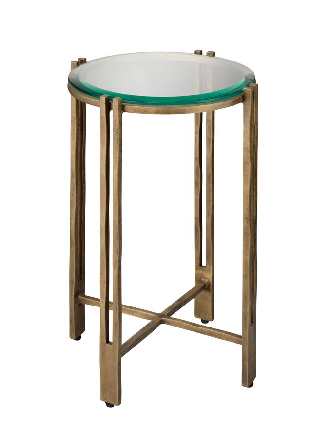 Metrical Iron Side Table, Antique Brass