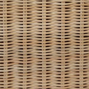 Paloma Scalloped Top Demi Lune Console in Woven Rattan