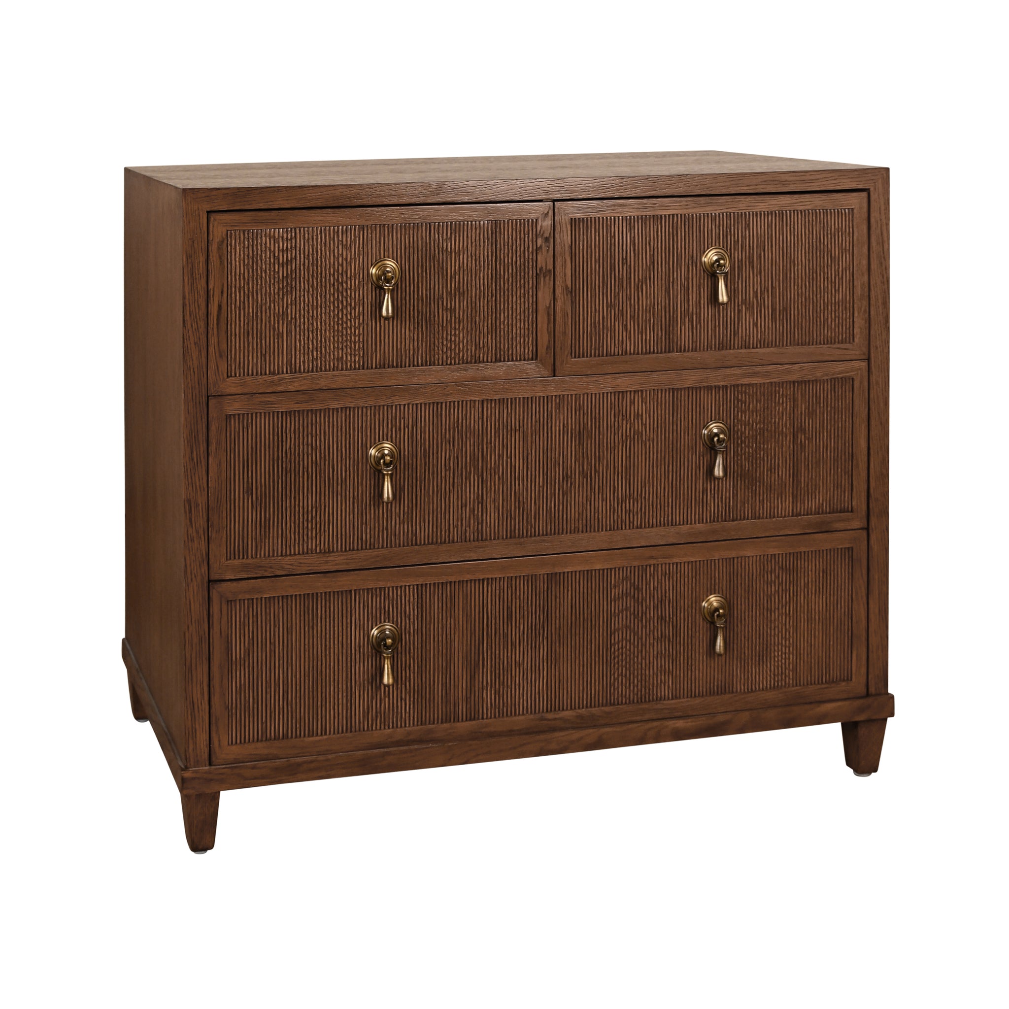 Pascal Four Drawer Chest With Fluted Drawer Fronts In Provincial Brown Oak