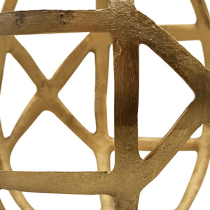 Paxton Small Round Metal Ball with Geo Cutouts in Textured Brass