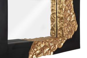 Mercury Mirror, Square, Black, Gold Leaf