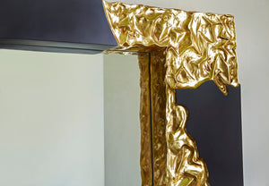 Mercury Mirror, Square, Black, Gold Leaf