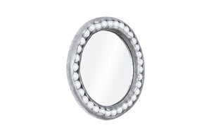 Pearl Mirror, Silver Leaf, Round