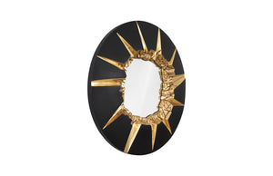 Circular Cracked Mirror, Black & Gold