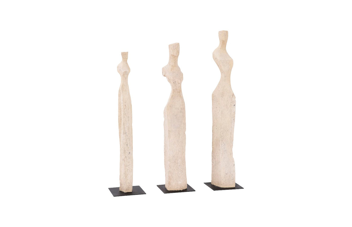 Cast Women Sculptures, Roman Stone, Set of 3