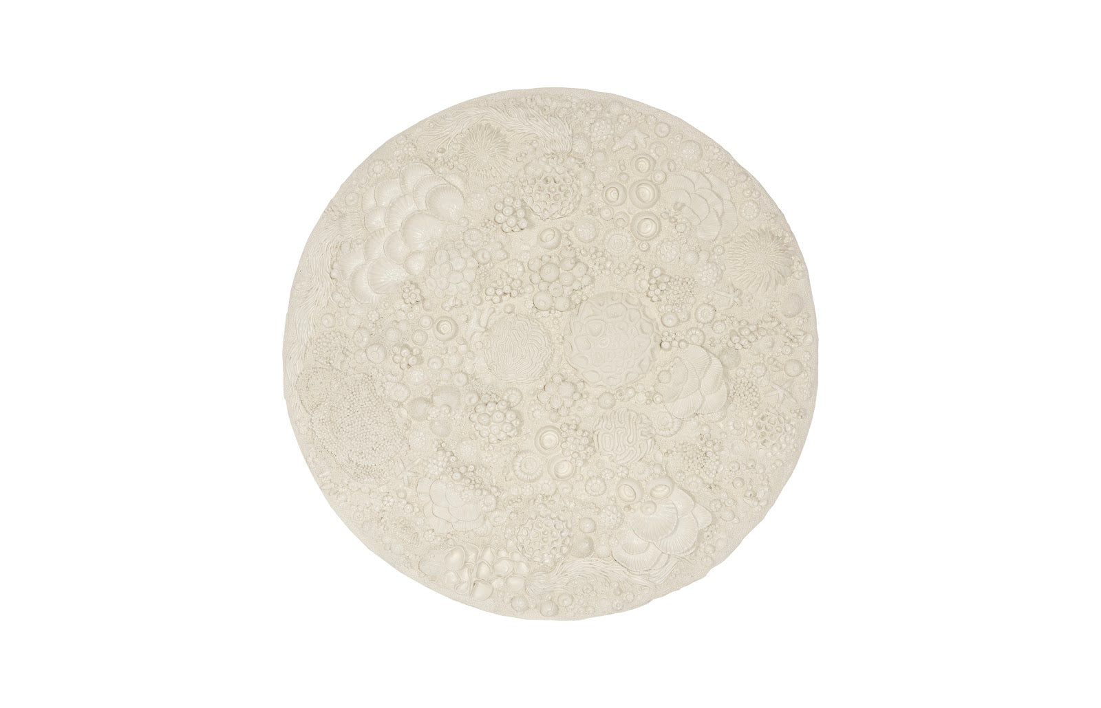 Coral Reef Wall Art, Painted Cream Color, Round,