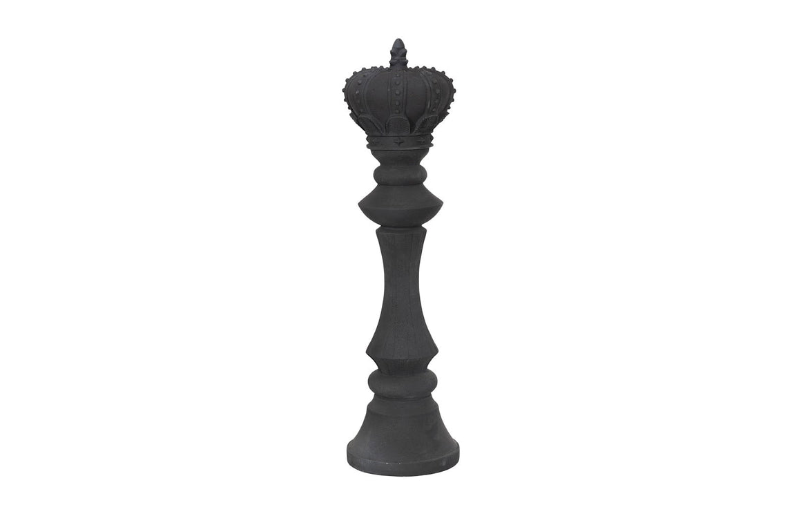King Chess Sculpture, Cast Stone Black, Small