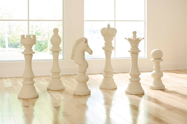 King Chess Sculpture, Cast Stone White, Small - Scenario Home