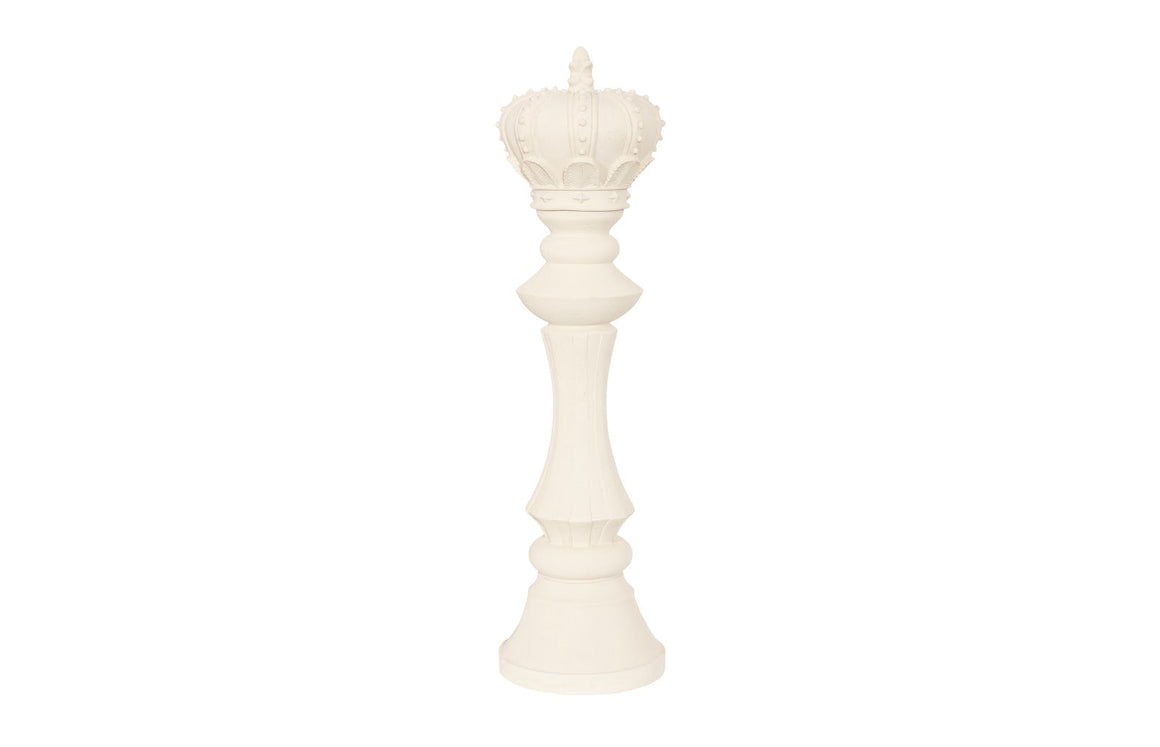 King Chess Sculpture, Cast Stone White, Small