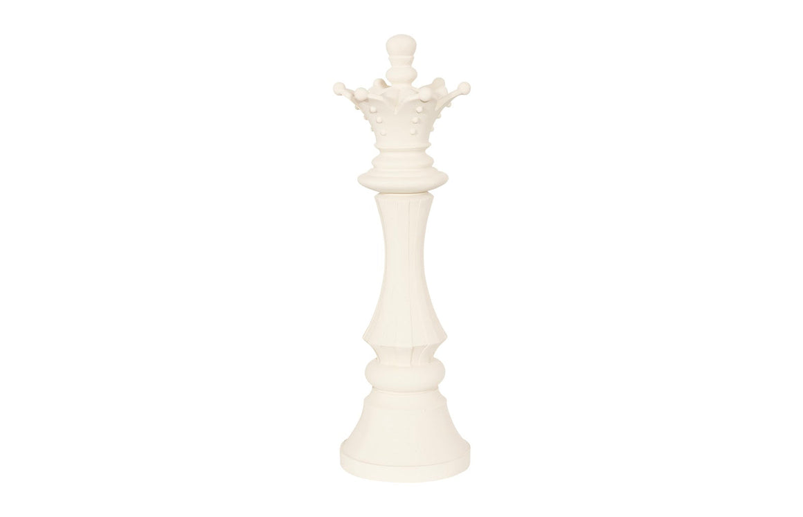 Queen Chess Sculpture, Cast Stone White, Small