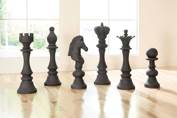 Rook Chess Sculpture, Cast Stone Black, Small - Scenario Home