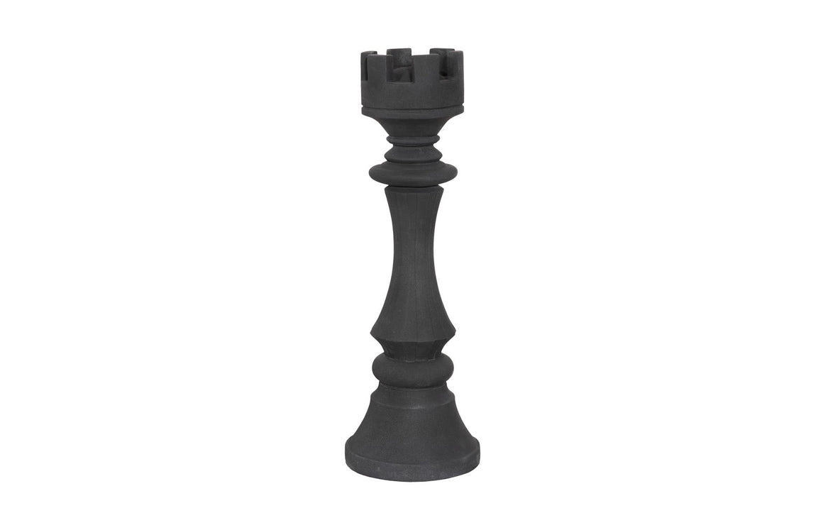 Rook Chess Sculpture, Cast Stone Black, Small