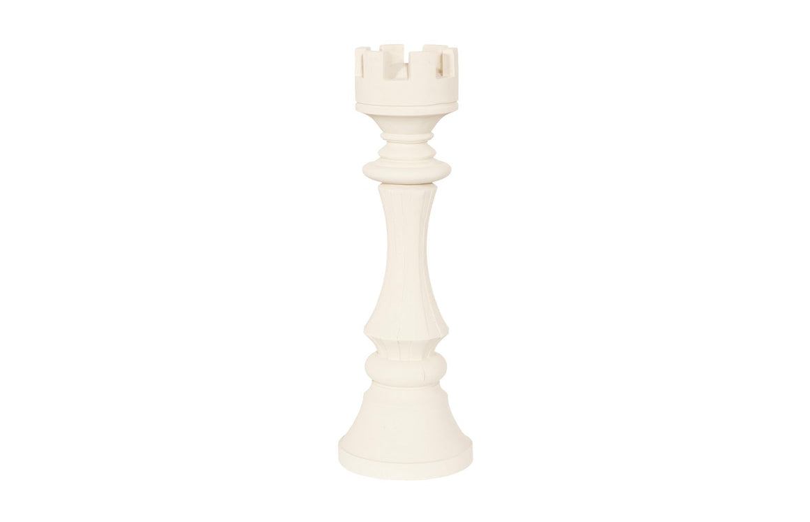 Rook Chess Sculpture, Cast Stone White, Small