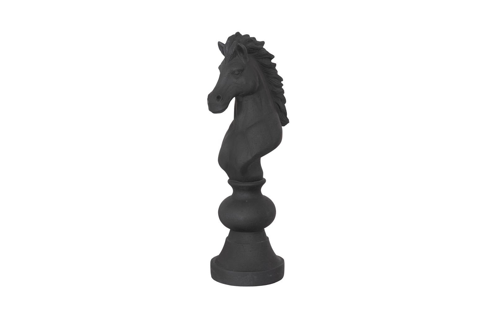 Knight Chess Sculpture, Cast Stone Black, Small