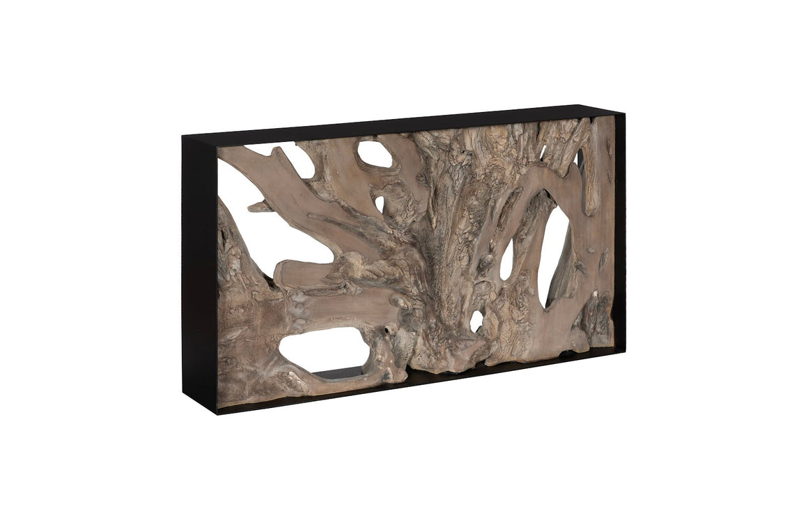 Cast Root Framed Console Table, Resin, Gray Wood Finish