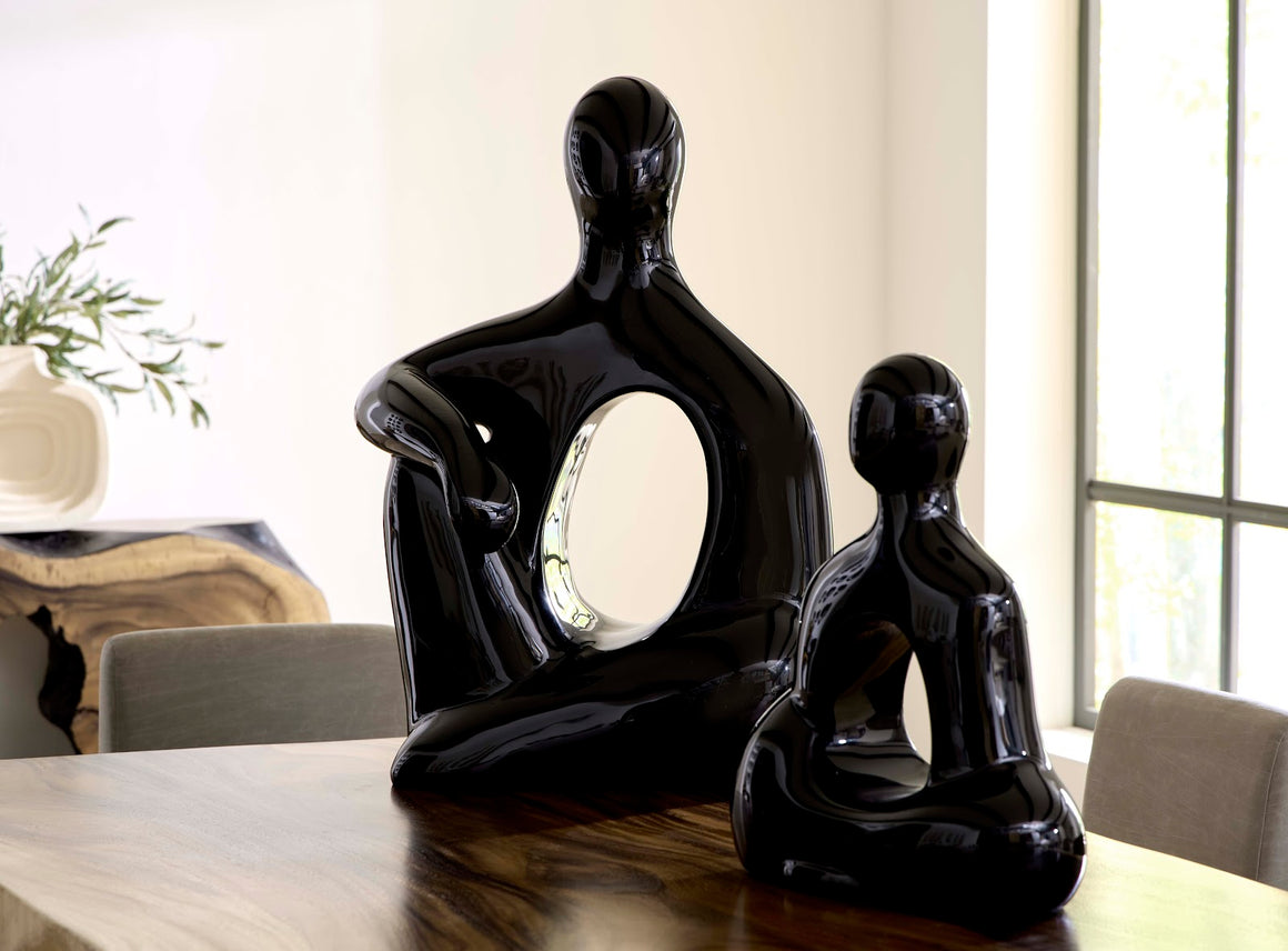 Buddha Seated Sculpture, Gel Coat Black