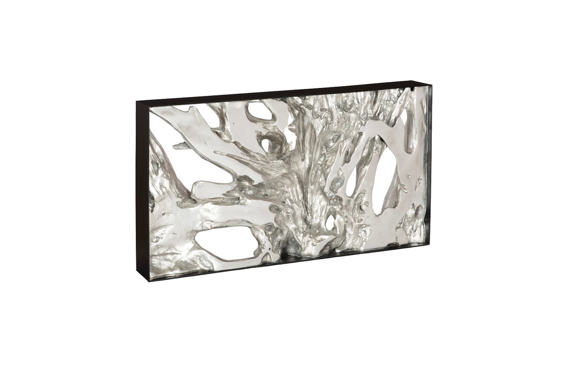 Cast Root Metal Framed Console Table, Resin, Silver Leaf, SM