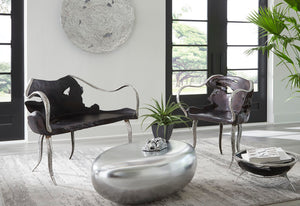 River Stone Coffee Table, Small, Silver Leaf