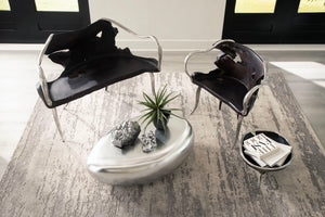 River Stone Coffee Table, Small, Silver Leaf