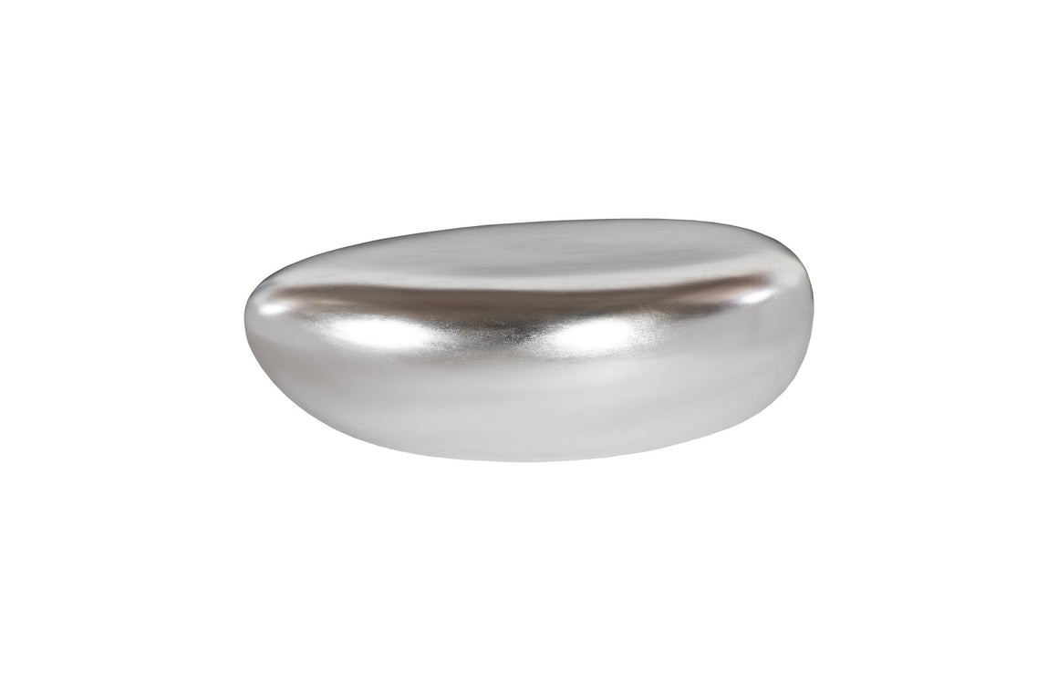 River Stone Coffee Table, Small, Silver Leaf