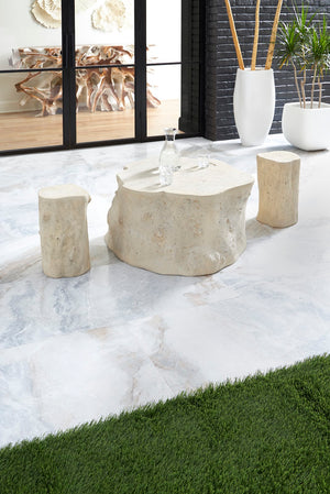 Log Coffee Table, Roman Stone