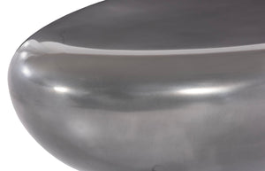 River Stone Coffee Table, Large, Resin, Polished Aluminum Finish