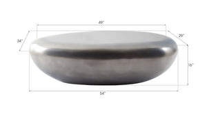 River Stone Coffee Table, Large, Resin, Polished Aluminum Finish