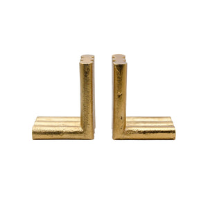 Pipey L-Shaped Metal Bookend in Textured Brass