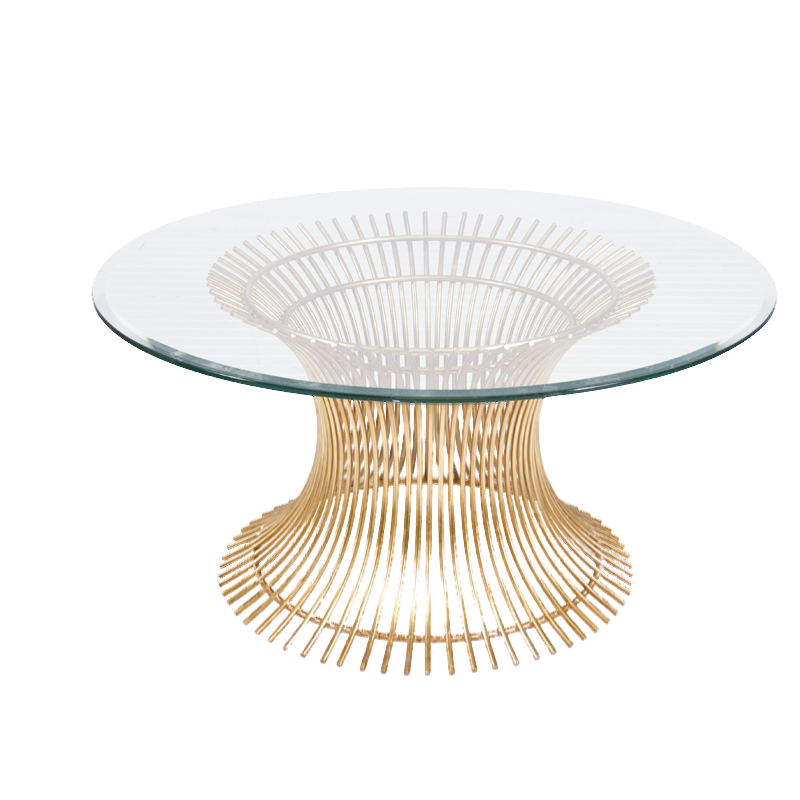 Powell Gold Leaf Coffee Table Base with 36"D Glass