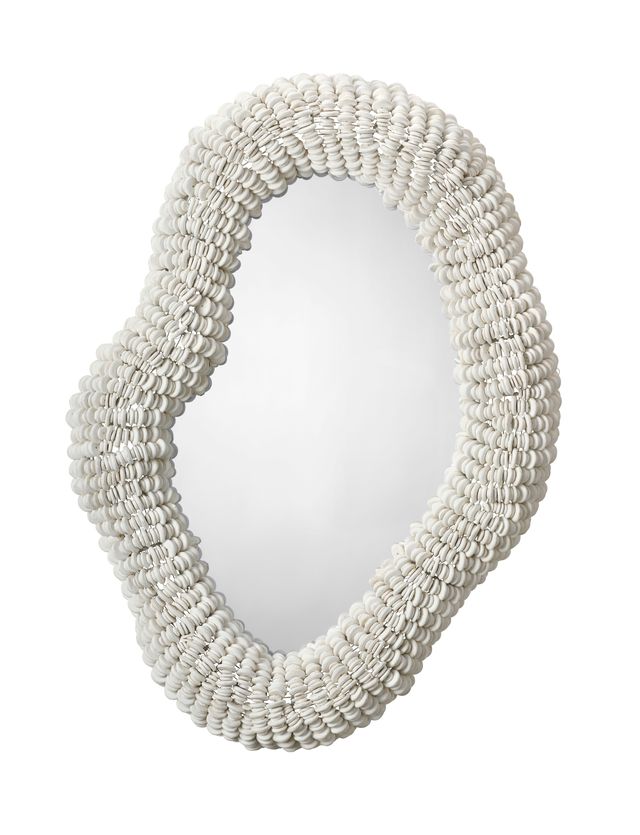 Amoeba Wood Beaded Wall Mirror