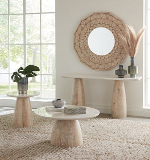 Palm Desert Round Coffee Table 36 White Marble Mod Base