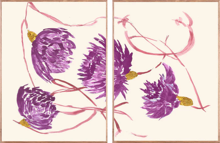 Purple Floral Diptych