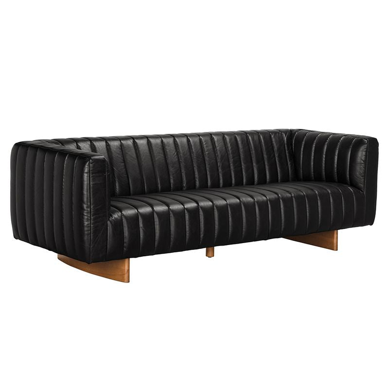 Khann Sofa, Ebony Black Leather