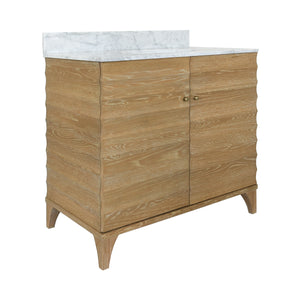 Rhodes Bath Vanity with Horizontal Fluted Detail in Cerused Oak