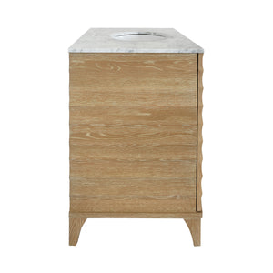 Rhodes Bath Vanity with Horizontal Fluted Detail in Cerused Oak